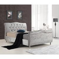 capri fabric bed frame silver double