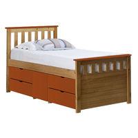 captains ferrara storage bed single antique and orange