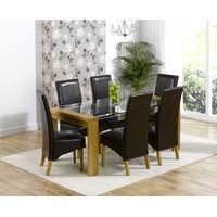 canberra 150cm solid oak and glass dining table with vienna chairs