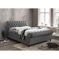 CASTELLO UPHOLSTERED SIDE OTTOMAN BED in Grey by Birlea - King