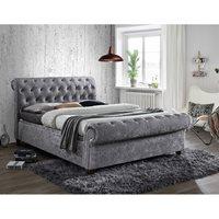 CASTELLO UPHOLSTERED SIDE OTTOMAN BED in Steel by Birlea - King