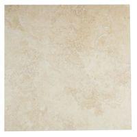 Castle Travertine Cream Ceramic Wall & Floor Tile Pack of 5 (L)450mm (W)450mm