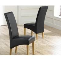 Cannes Black Bonded Leather Dining Chairs (Pair)