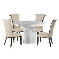 Calacatta Octagonal Marble Dining Table with Alpine Chairs