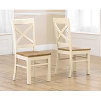 Cavendish Solid Oak and Cream Dining Chairs (Pair)