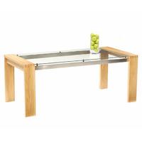 cannes 150cm oak and glass dining table