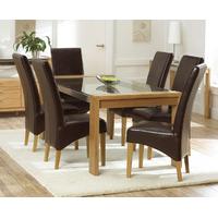 cannes 180cm solid oak and glass dining table with venezia chairs