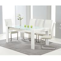 cannes 180cm white high gloss dining table with malaga chairs