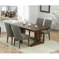 Cavendish 165cm Dark Oak All Sides Extending Table With Pacific Fabric Dark Oak Leg Chairs