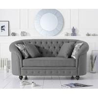 Cara Chesterfield Grey Fabric Two-Seater Sofa