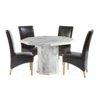 Calacatta Octagonal Marble Dining Table with Cannes Chairs