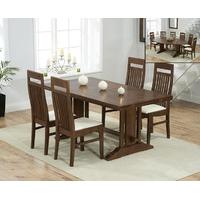 cavendish 165cm dark oak all sides extending table with monaco chairs