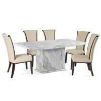 Calacatta 220cm Marble Dining Table with Alpine Chairs