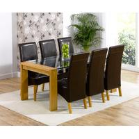 cannes 200cm solid oak and glass dining table with venezia chairs