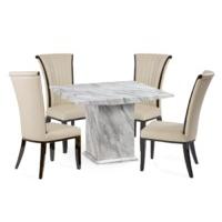 Calacatta Square Marble Dining Table with Alpine Chairs