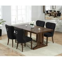 Cavendish 165cm Dark Oak All Sides Extending Table with Knightsbridge Fabric Dark Oak Leg Chairs