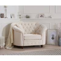 Cara Chesterfield Ivory Fabric Armchair