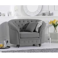 Cara Chesterfield Grey Fabric Armchair