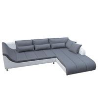 Calgary Corner Sofa In Grey And White With Chrome Feet
