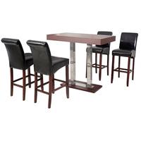 Caprice Bar Table With 4 Monte Carlo Black Bar Chairs In Wenge