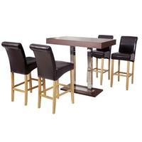 Caprice Wenge Bar Table And 4 Monte Carlo Brown Bar Chair In Oak