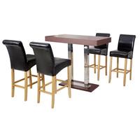 Caprice Wenge Bar Table With 4 Monte Carlo Black Oak Bar Chairs