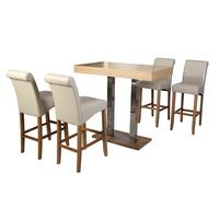 Caprice Bar Table With 4 Monte Carlo Cream Bar Chairs In Oak