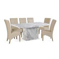 Calacatta 220cm Marble Dining Table with Cannes Chairs