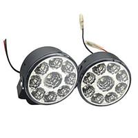 Carking Universal 9 LED Round Style Car DRL Daytime Running Light/Fog Light-White Light(2PCS)