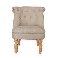 Carlos Boudoir Style Chair In Beige Fabric With Linen Effect