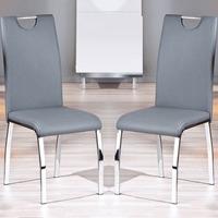 Canyon Grey Faux Leather Dining Chairs In A Pair