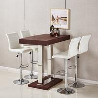 Caprice Bar Table In Wenge With 4 Ripple White Bar Stools