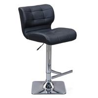 Candid Bar Stool In Black Faux Leather With Chrome Plated Base