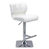 Candid Bar Stool In White Faux Leather With Chrome Plated Base