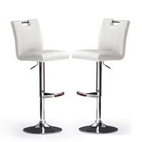 Casta Bar Stools In White Faux Leather in A Pair