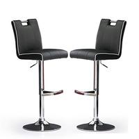 Casta Bar Stools In Black Faux Leather in A Pair