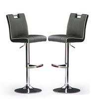 Casta Bar Stools In Grey Faux Leather in A Pair