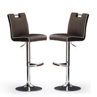 Casta Bar Stools In Brown Faux Leather in A Pair