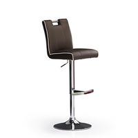 Casta Brown Bar Stool In Faux Leather With Round Chrome Base