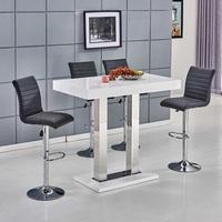 Caprice Bar Table In White Gloss With 4 Ripple Black Bar Stools