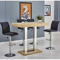 Caprice Bar Table In Oak With 4 Ripple Black Bar Stools