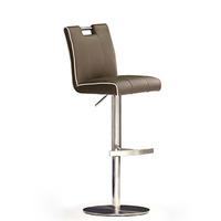 Casta Cappuccino PU Leather Bar Stool With Stainless Steel Base