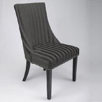 Carolyn Fabric Dining Chair In Velvet Stripe Charcoal