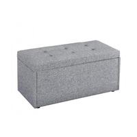 Castel Fabric Ottoman Storage Bench In Soft Grey
