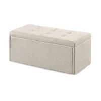 castel fabric ottoman storage bench in neutral cream