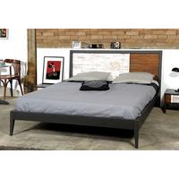 Cappolo Wooden Oak Double Bed With Black Finish Panels