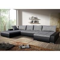 Candela Fabric And PU Corner Sofa Bed In Black And Grey