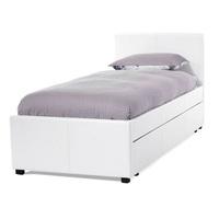 Carson Single Bed In White Faux Leather With Pull Out Guest Bed