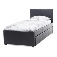 Carson Single Bed In Brown Faux Leather With Pull Out Guest Bed