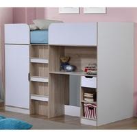 Cameo Children High Sleeper Bed In White And Oak With Storage